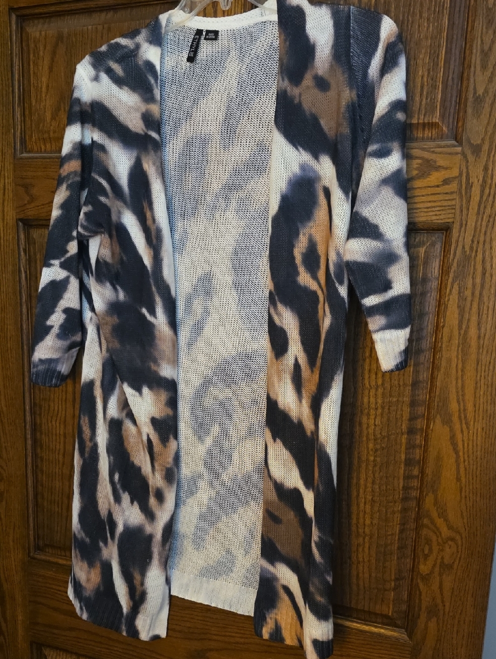 Open-Front Animal Print Cardigan - Black, Brown & Cream